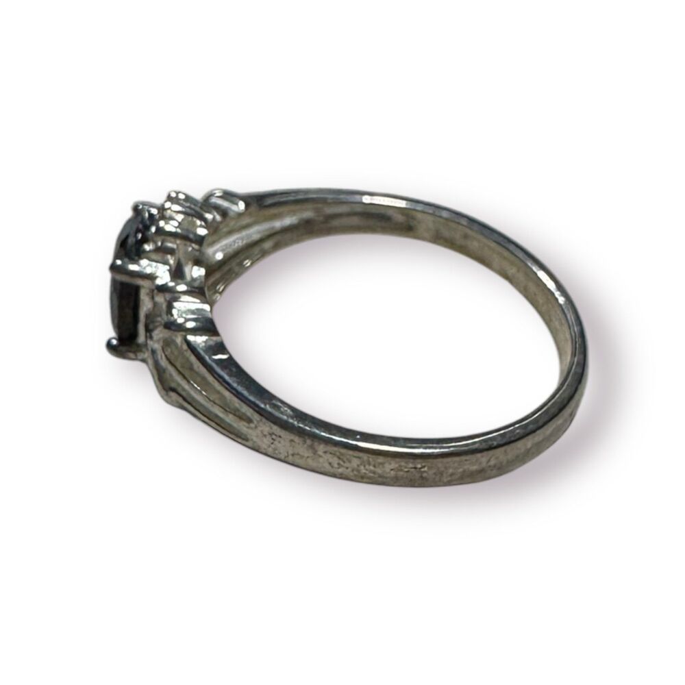 Signed NV Sapphire Solitaire Ring Size 7 Sterling Silver 925 - Picture 3 of 8